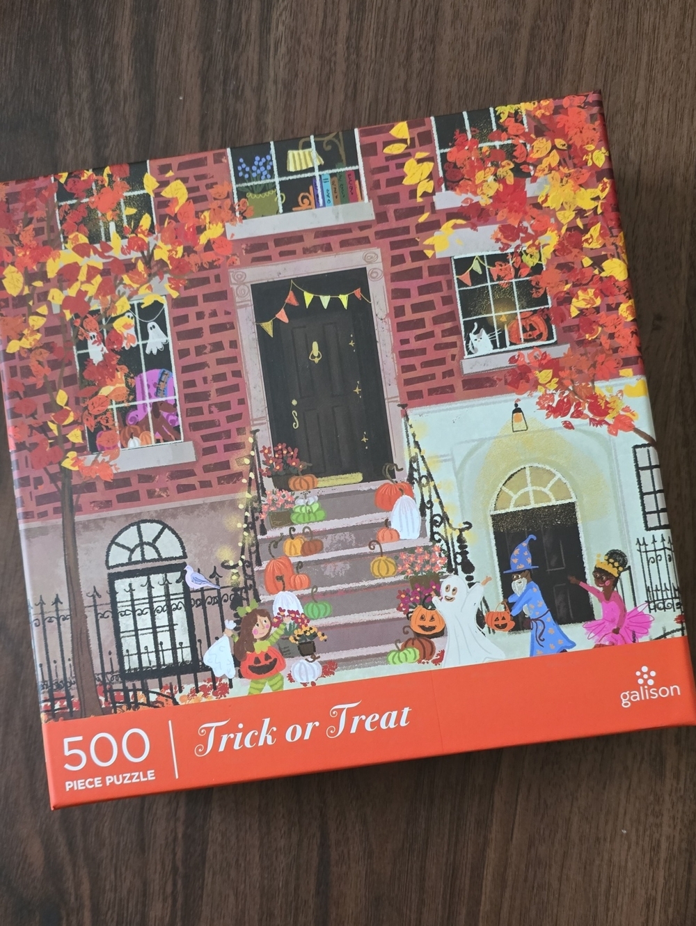 Galison Trick or Treat 500-Piece Halloween Jigsaw Puzzle — Orange Autumn Scene
